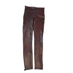 Spanx Burgundy Faux Leather Ankle Leggings Size S Women
